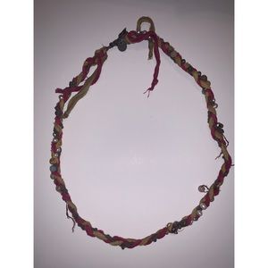 Silk and Bead Interwoven Necklace or Wrap Bracelet